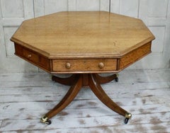 Antique Regency Octagonal English Oak Drum Table, circa 1810