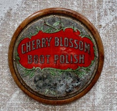 Original-Werbetafel für „Cherry Blossom“-Schuhcreme in der Dose, um 1910
