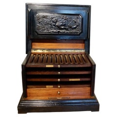 Antique Carved Black Forest Humidor with Wild Boar, circa 1870