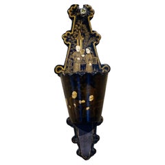 Antique Lacquered Chinoiserie Papier-Mâché Match Holder and Striker, circa 1890