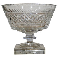 Antique Victorian Diamond-Cut Crystal Pedestal Bowl, circa 1890