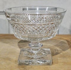 Antique Victorian Diamond-Cut Crystal Pedestal Bowl, circa 1890
