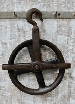 Antique Industrial Cast Iron Pulley Wheel ca. 1900