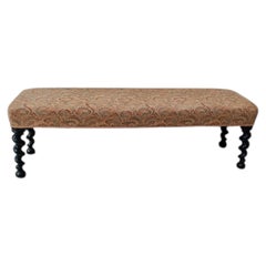 Antique Victorian English Oak Barley Twist Bench, circa 1880
