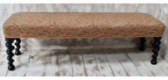 Antique Victorian English Oak Barley Twist Bench, circa 1880