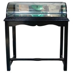 Victorian Ebonised Oak Bow-Fronted Display Cabinet, circa 1900