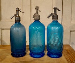 Vintage French P. Gouyette Glass Soda Syphon Bottles, circa 1930