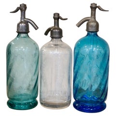 Vintage French L. Crama Douai Glass Soda Syphons, circa 1930