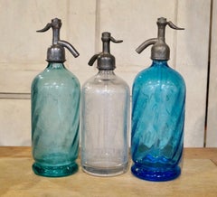 Vintage French L. Crama Douai Glass Soda Syphons, circa 1930