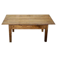 Antique French Chestnut Plank-Top Coffee Table, circa 1900