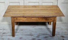 Antique French Chestnut Plank-Top Coffee Table, circa 1900