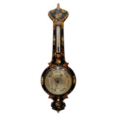 Antique Early Victorian Somalvico & Co Mahogany Wheel Barometer, circa 1840