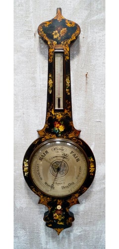 Antique Early Victorian Somalvico & Co Mahogany Wheel Barometer, circa 1840