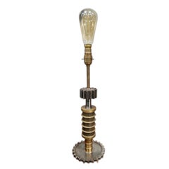 Antique Industrial Sculptural Brass Candy Drop Roller Table Lamp, circa 1840
