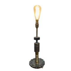 Antique Industrial Sculptural Brass Candy Drop Roller Table Lamp, circa 1840