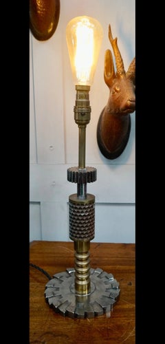 Antique Industrial Sculptural Brass Candy Drop Roller Table Lamp, circa 1840
