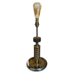 Antique Industrial Sculptural Brass Candy Roller Table Lamp Mid 19th Century
