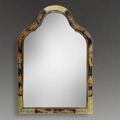 Circa 1900 Antique Edwardian Hand-Painted Chinoiserie Wood and Gilt Mirror