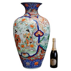 Large Antique Japanese Meiji Period Imari Arita Vase with Sea Dragon Mid 19th C