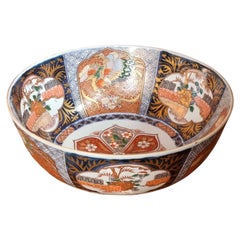Large Antique Japanese Imari Arita Punch Bowl, Mid-19th Century
