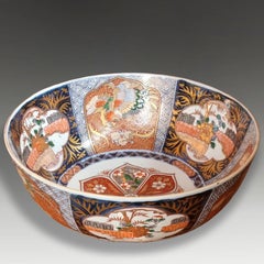 Large Antique Japanese Imari Arita Punch Bowl, Mid-19th Century