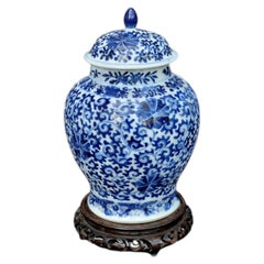 Antique Chinese Qing Dynasty Kangxi-Marked Baluster Blue and White Vase