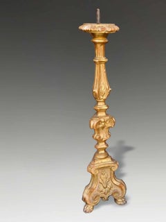 18th Century Italian Baroque Giltwood Religious Ecclesiastical Candle Stand