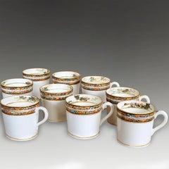 Antique Kinkozan Japanese Satsuma Miniature Coffee Cups, Late Meiji
