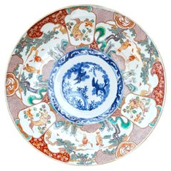 Large Antique Japanese Late Edo Arita Porcelain Charger
