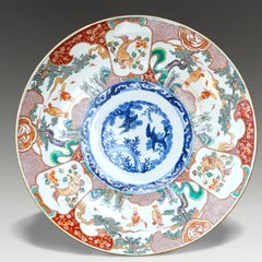 Large Antique Japanese Late Edo Arita Porcelain Charger