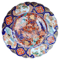Large Japanese Meiji Arita Scalloped Porcelain Charger