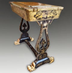 Antique Chinese Qing Export Lacquer and Gilt Sewing Table, circa 1800