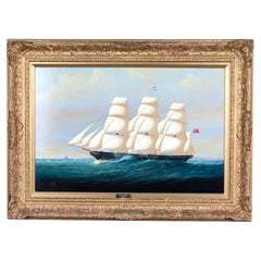 Anthony Skuse Antique Marine Seascape Oil Painting of The Ellen Stuart Ship