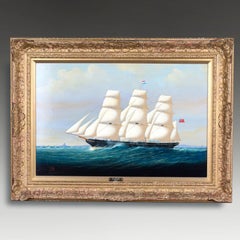 Anthony Skuse Antique Marine Seascape Oil Painting of The Ellen Stuart Ship