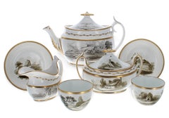 Antique Regency Spode Bat Pattern Gilt Porcelain Tea Service, circa 1810