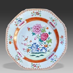 Antique Chinese Qianlong Famille Rose Porcelain Dish, 18th Century