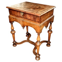 Antique William and Mary Oyster Veneered Walnut Box on Stand, circa 1680
