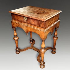 Antique William and Mary Oyster Veneered Walnut Box on Stand, circa 1680