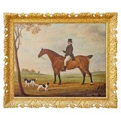 Antique William Nedham Bay Horse and Hounds Oil Painting, 1826