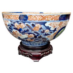 Antique Japanese Late Edo Arita Imari Porcelain Bowl