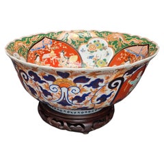 Antique Japanese Edo Arita Imari Large Shaped Porcelain Bowl