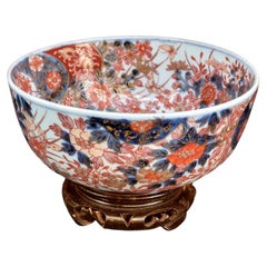 Antique Japanese Late Edo Imari Dragon Porcelain Bowl