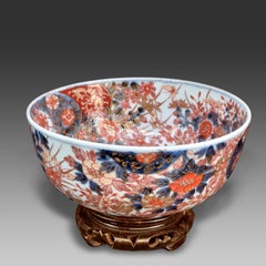 Antique Japanese Late Edo Imari Dragon Porcelain Bowl