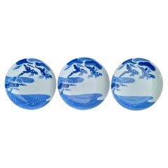 Rare Set of Three 18th Century Edo Japanese Nabeshima Porcelain Dishes