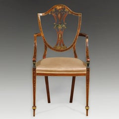 Antique 19th Century Sheraton Painted Satinwood Armchair ca. 1890