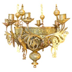 Antique Arts and Crafts Bronze Chandelier ca. 1860
