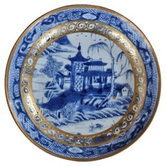 Pair of Chinese Qianlong Export Porcelain Gilt Dishes, circa 1760