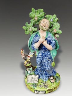 Statua antica di San Pietro in ceramica dello Staffordshire, in stile georgiano tardo