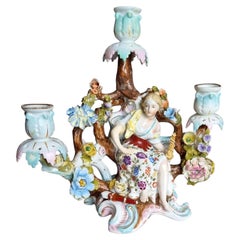 Antique Duesbury Derby Georgian Porcelain Figural Candelabra, circa 1805
