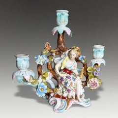 Antique Duesbury Derby Georgian Porcelain Figural Candelabra, circa 1805
